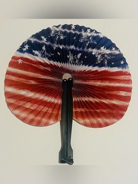 New 3 Patriotic Foldable Fans Hand Held 9” x 10” Three Designs July 4